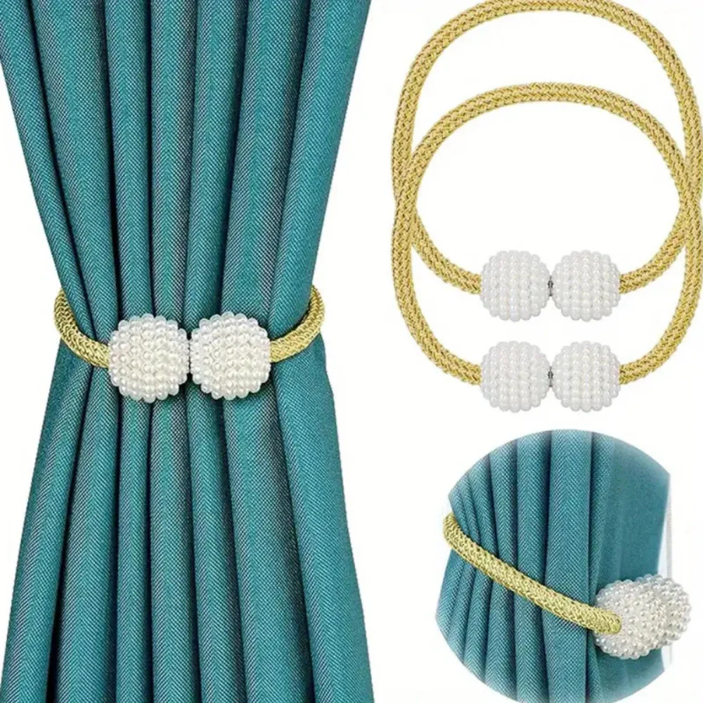 Magnetic Pearl Curtain Tie Back | 2pcs Set - Image 2
