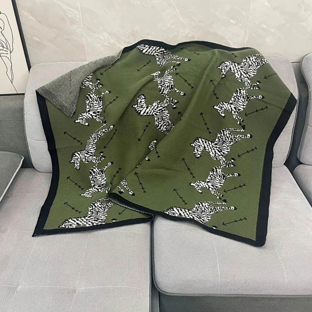 Acrylic Vintage Wild Zebra Knitted Blanket