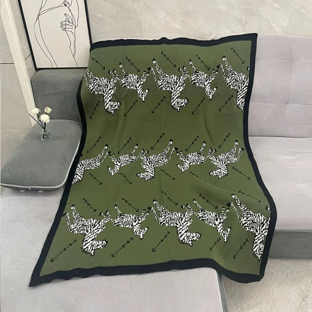 Acrylic Vintage Wild Zebra Knitted Blanket - Image 3