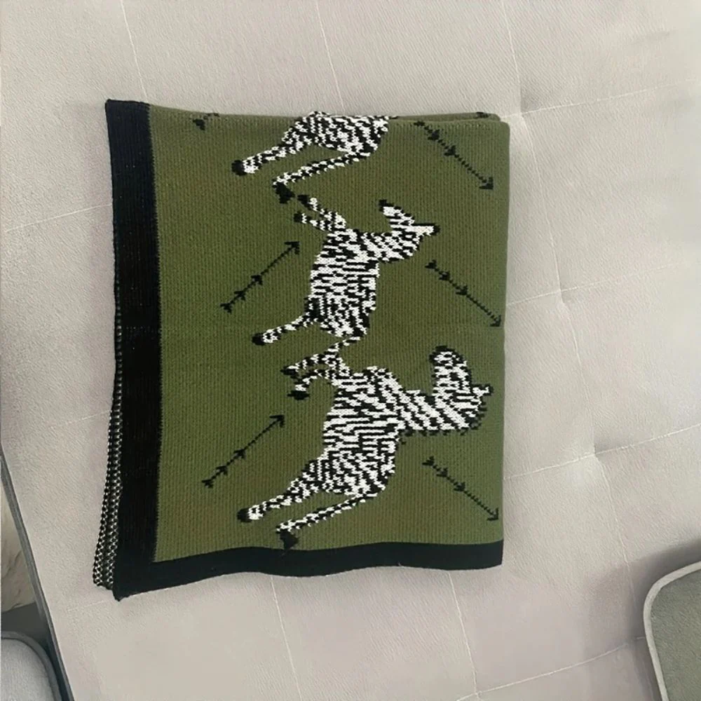 Acrylic Vintage Wild Zebra Knitted Blanket - Image 6