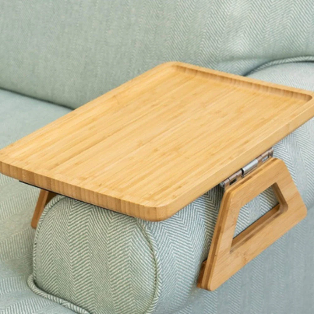 Adjustable Bamboo Clip-On Arm Tray Table - Image 2