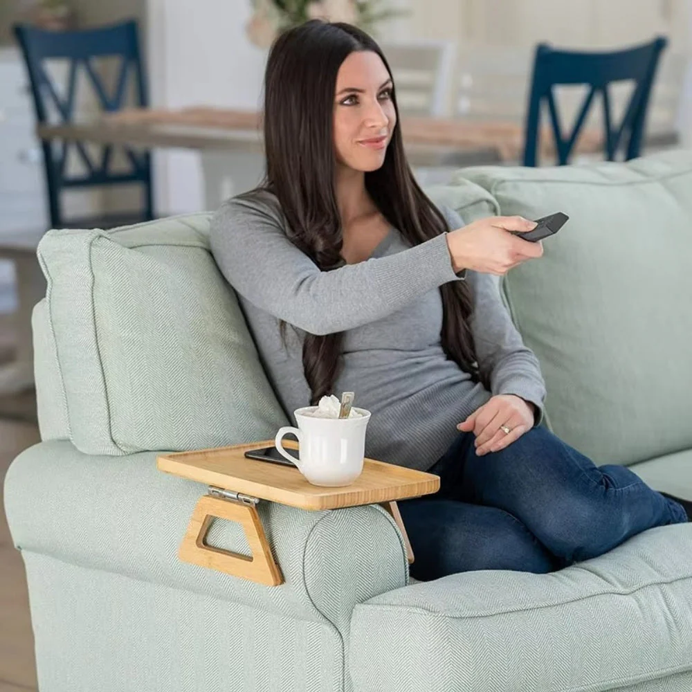 Adjustable Bamboo Clip-On Arm Tray Table - Image 6