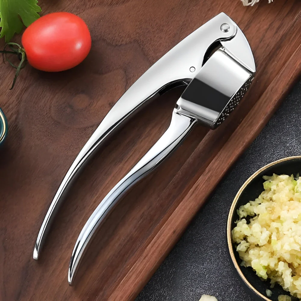 Minimalist Stainless Garlic Squeezer with Non-Slip Handle - Image 3