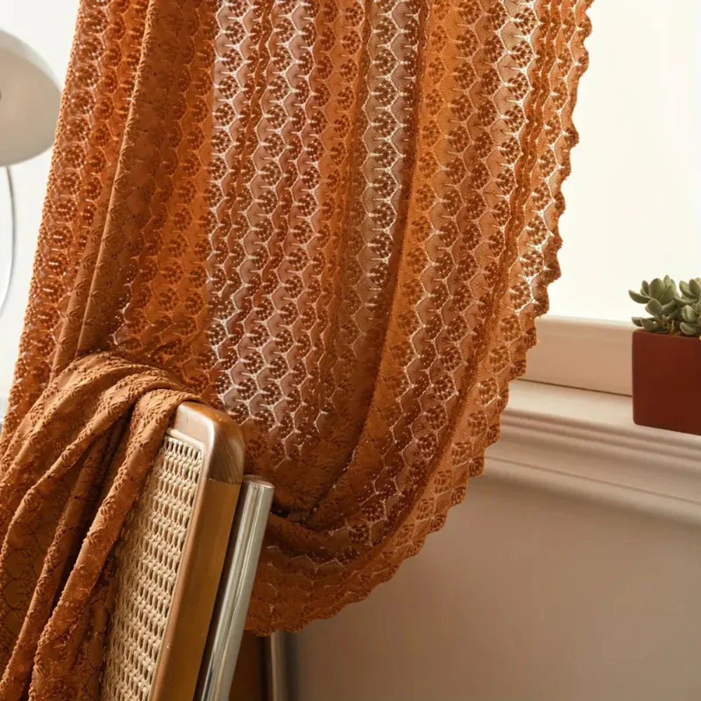 Amber Glow Boho Crochet Curtain - Image 2