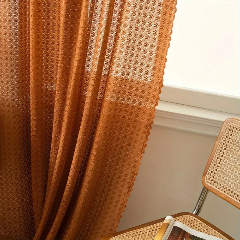 Amber Glow Boho Crochet Curtain - Image 5