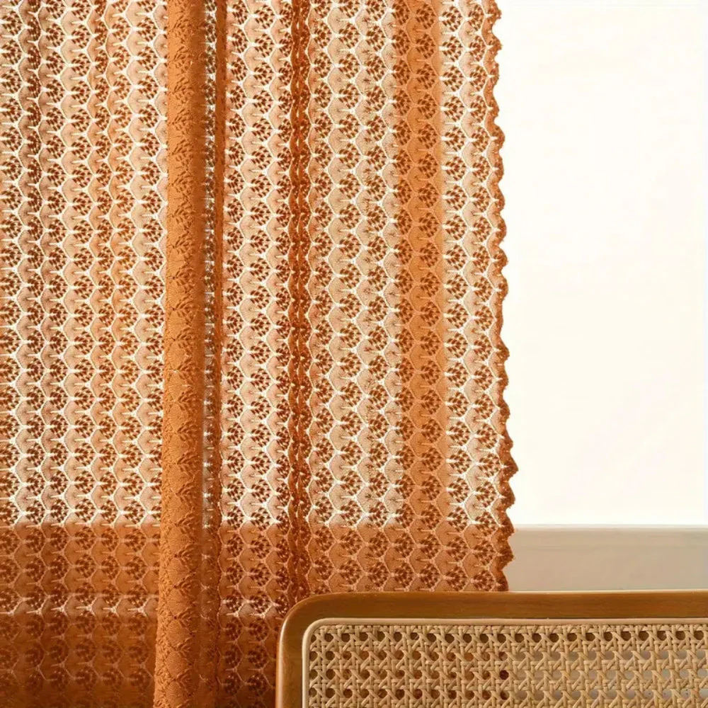 Amber Glow Boho Crochet Curtain - Image 6