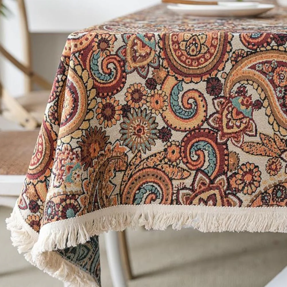 Amber Paisley Tassel Tablecloth - Image 3