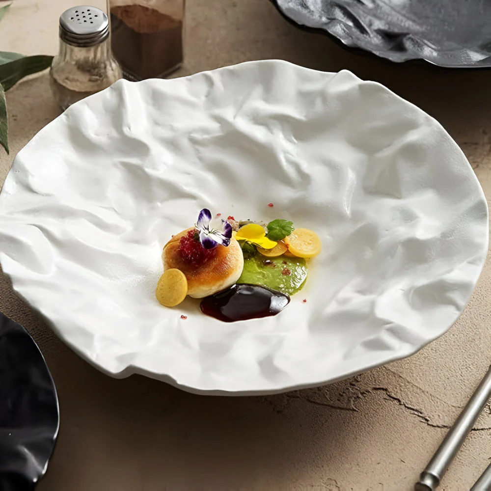 Artisan Wrinkled Paper Ceramic Plate - Image 2