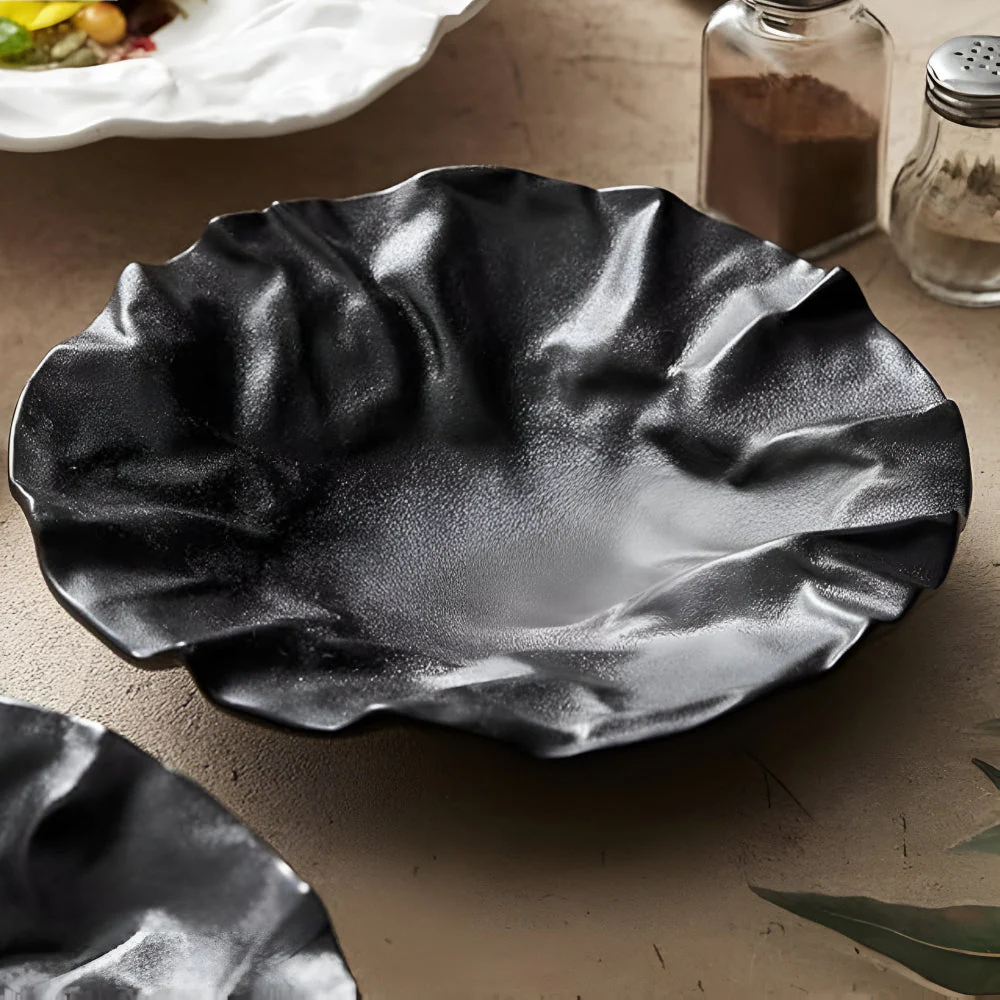 Artisan Wrinkled Paper Ceramic Plate - Image 3