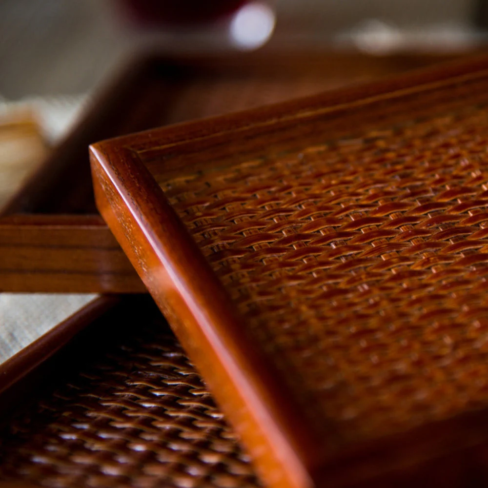 Artisanal Rattan Wooden Tea Tray - Image 5