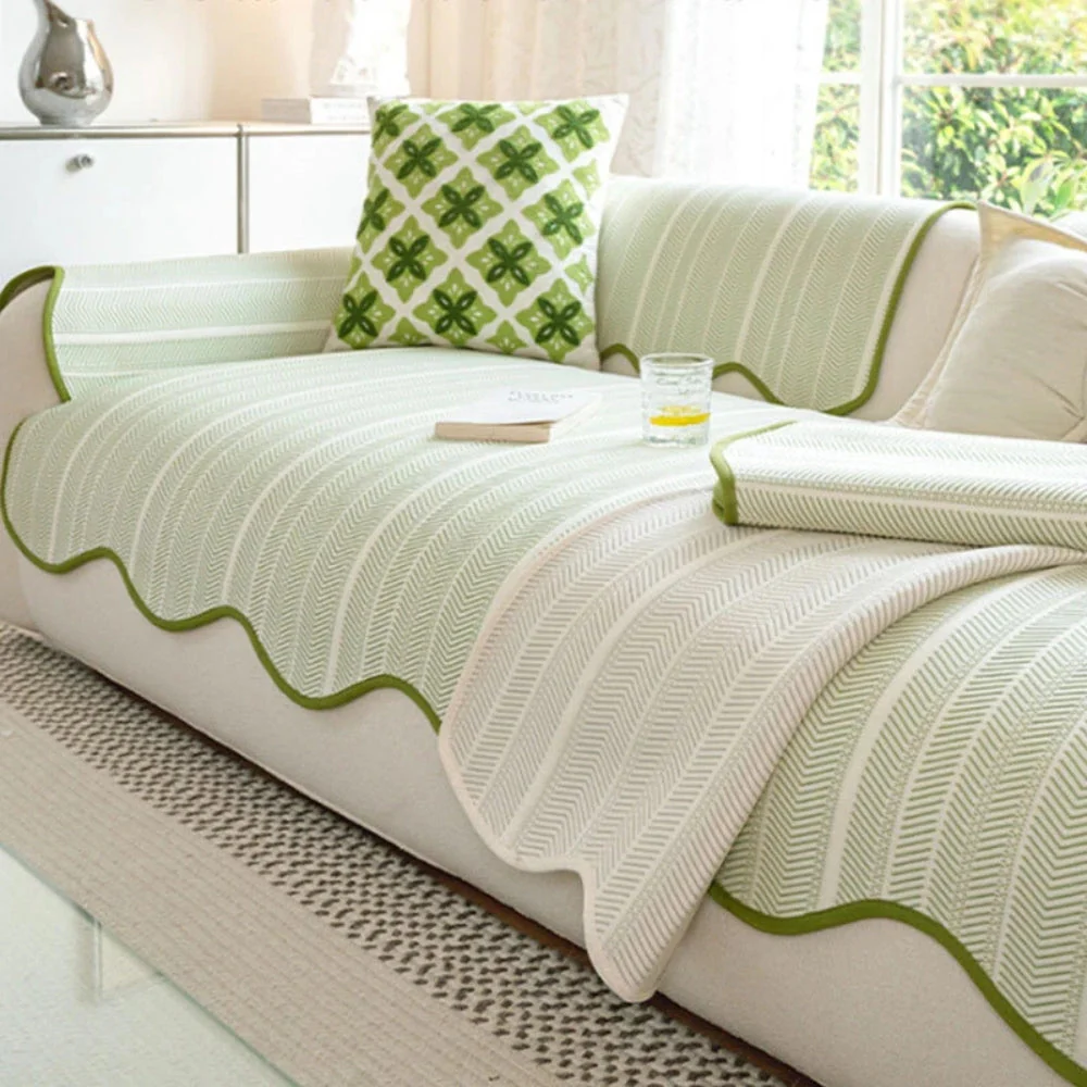 Aurivelle Herringbone Scallop Edge Sofa Cover - Image 5