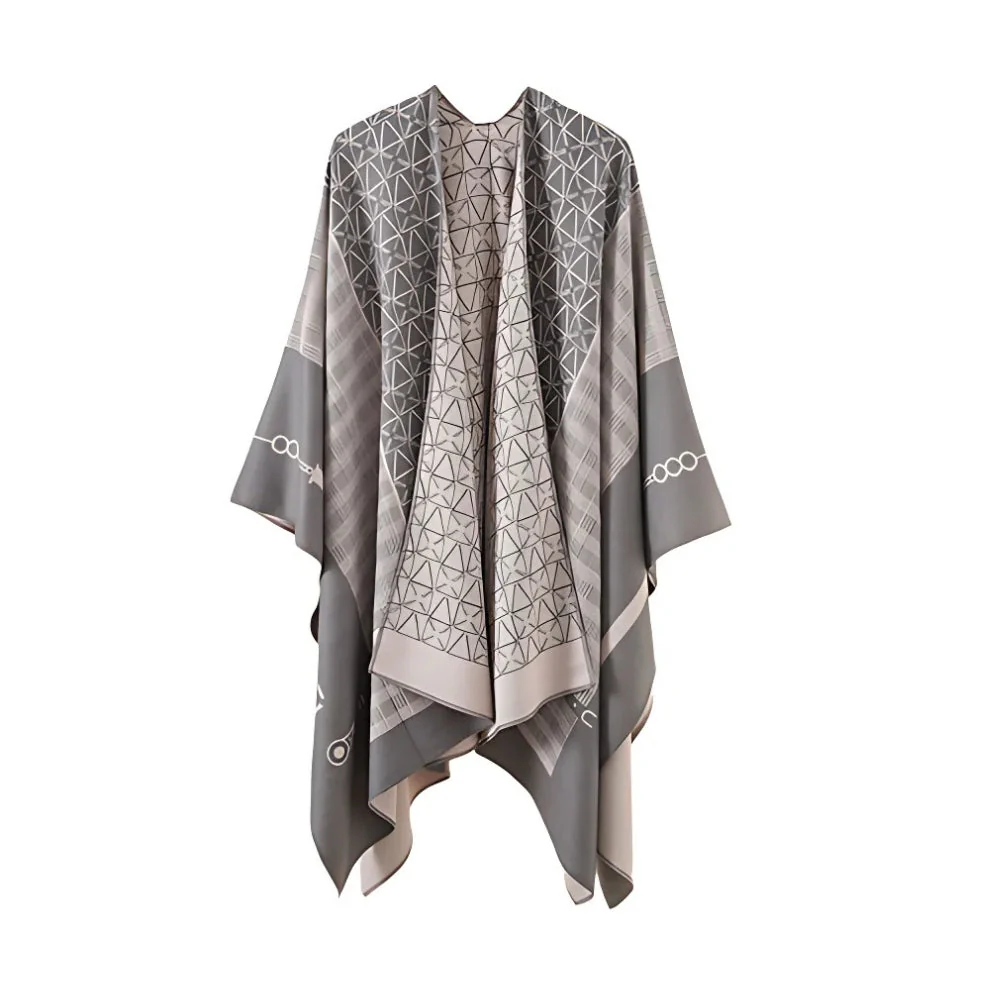 Auron Geometric Acrylic Poncho Shawl - Image 4