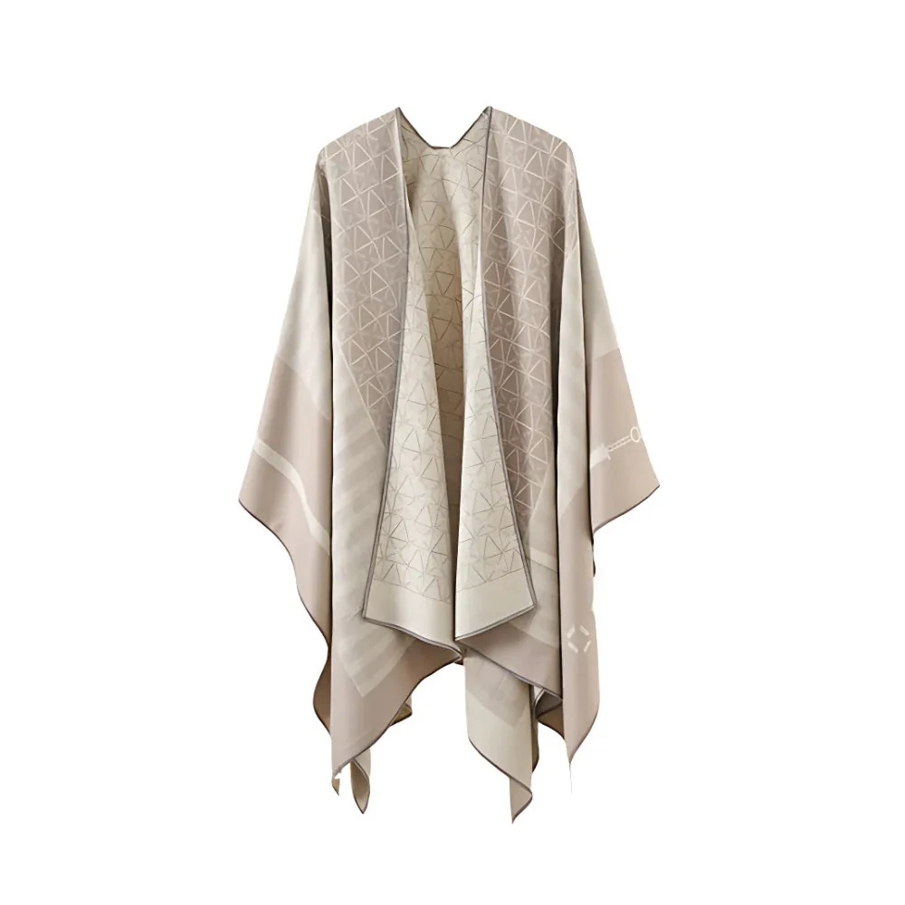 Auron Geometric Acrylic Poncho Shawl - Image 5
