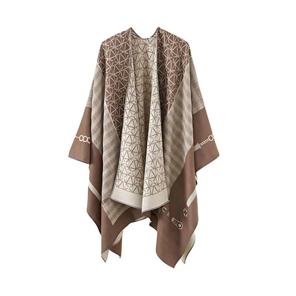 Auron Geometric Acrylic Poncho Shawl - Image 6