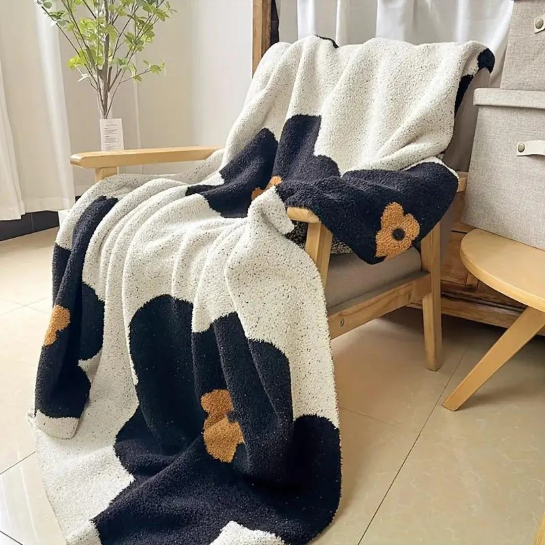 Aurora Bloom | Floral Knitted Blanket - Image 3
