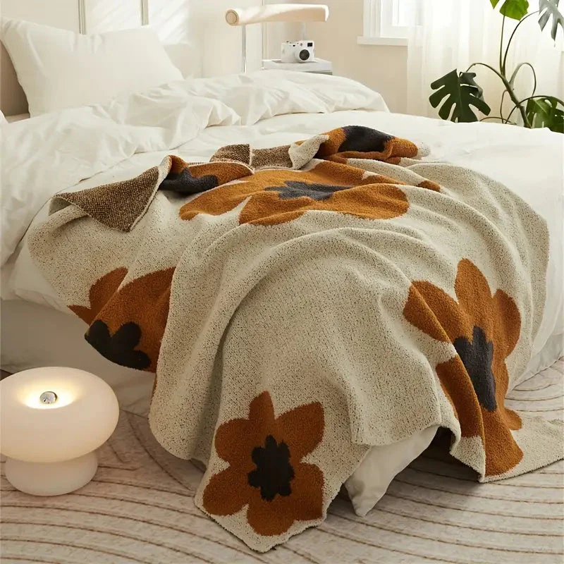 Aurora Bloom | Floral Knitted Blanket - Image 9