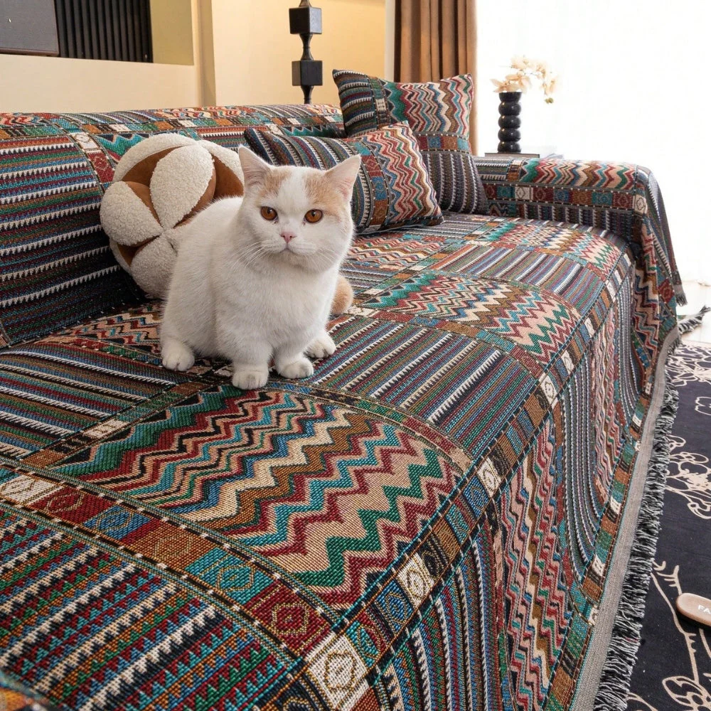 Aurora Stripes Boho Sofa Cover - Image 5