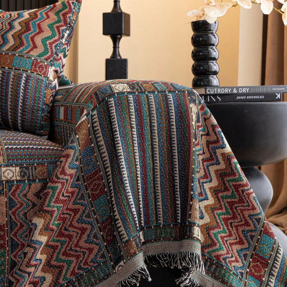 Aurora Stripes Boho Sofa Cover - Image 6