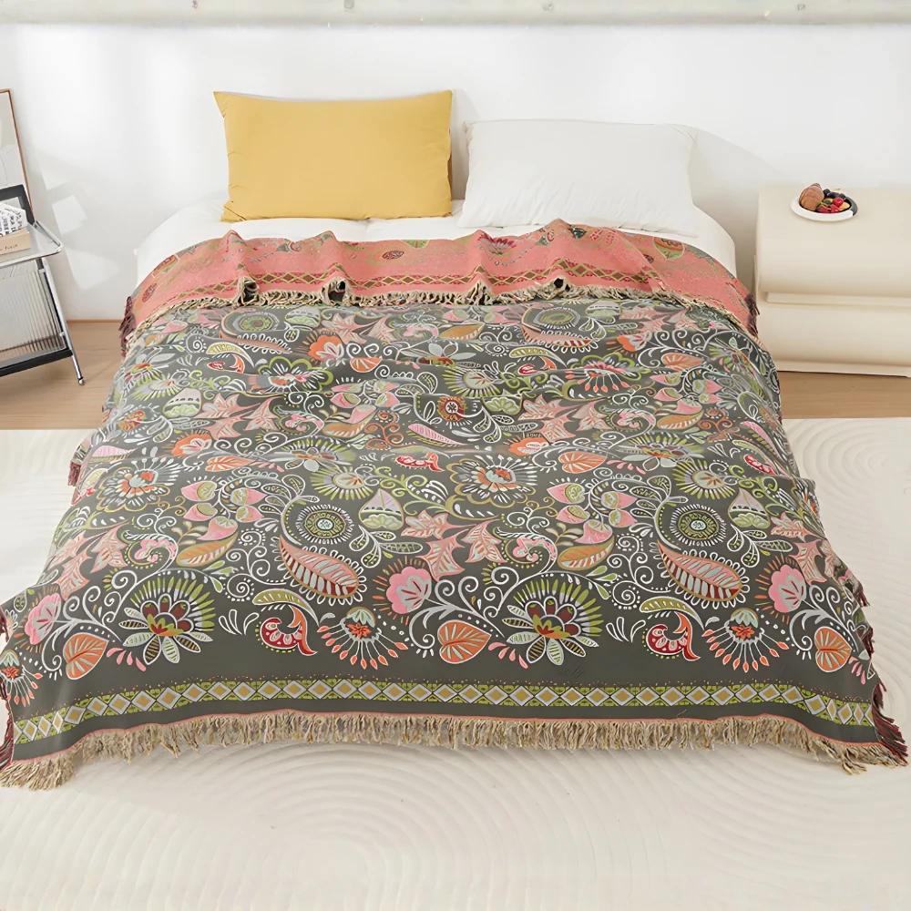 Autumn Leaf Boho Reversible Blanket - Image 2