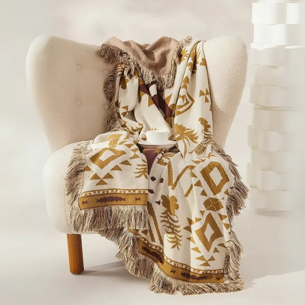 Azura Boho Geometric Knit Blanket - Image 7