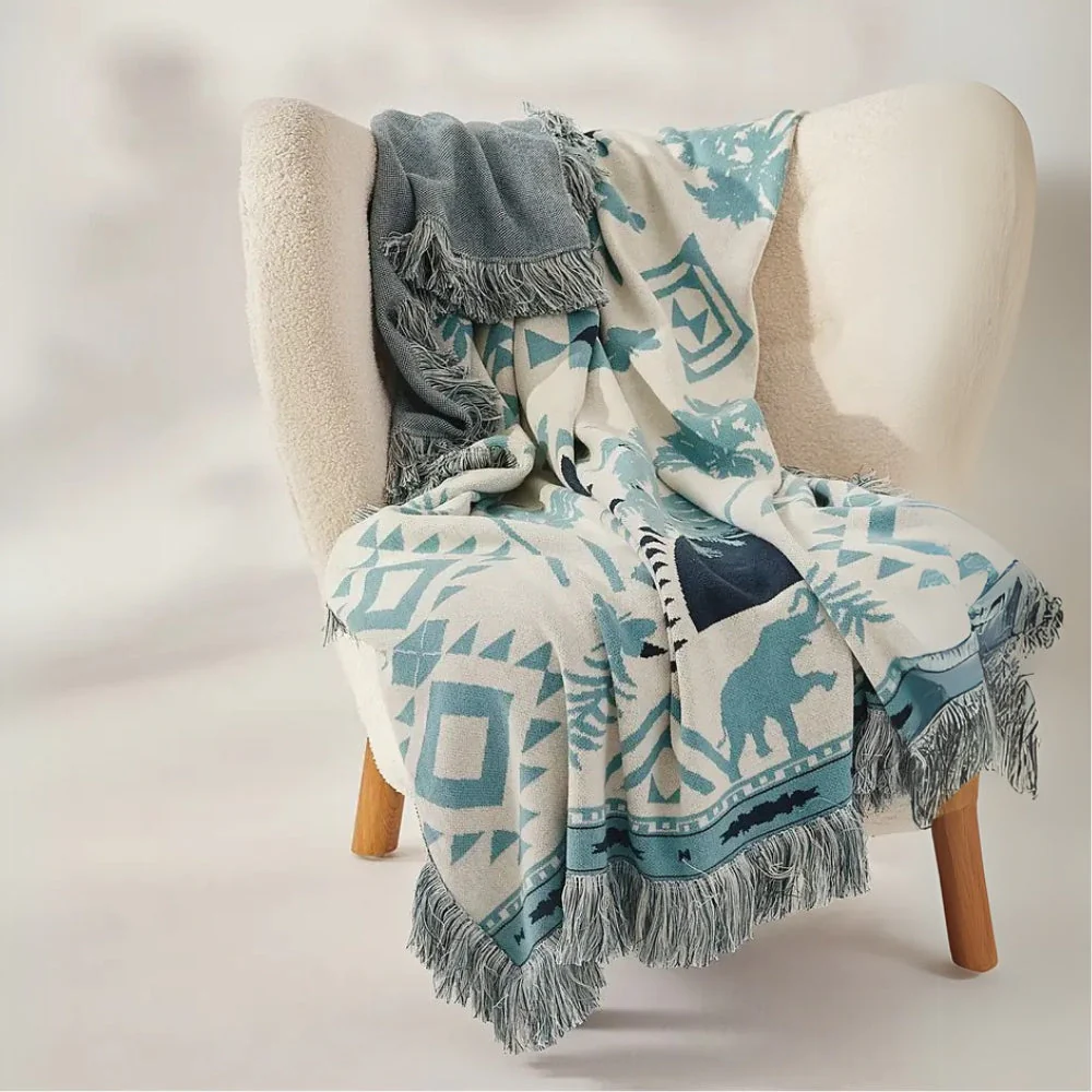 Azura Boho Geometric Knit Blanket - Image 9