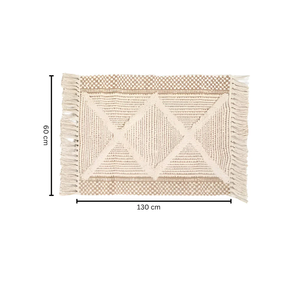 Beige Textured Fringe Tassel Rug - Image 6