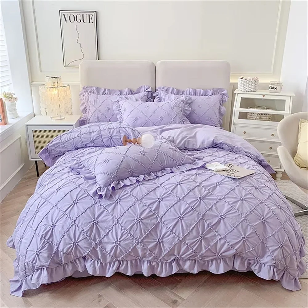 Belle Cotton Plush Ruffle Bedding | 4pcs Set - Image 3