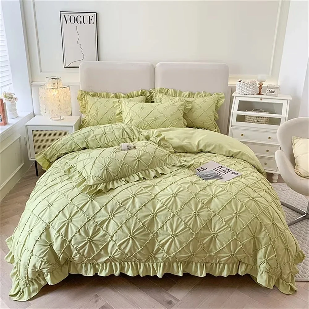 Belle Cotton Plush Ruffle Bedding | 4pcs Set - Image 4