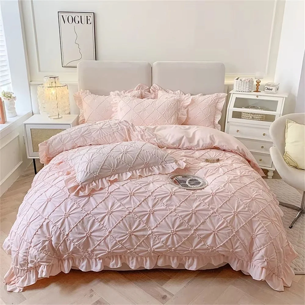 Belle Cotton Plush Ruffle Bedding | 4pcs Set - Image 6