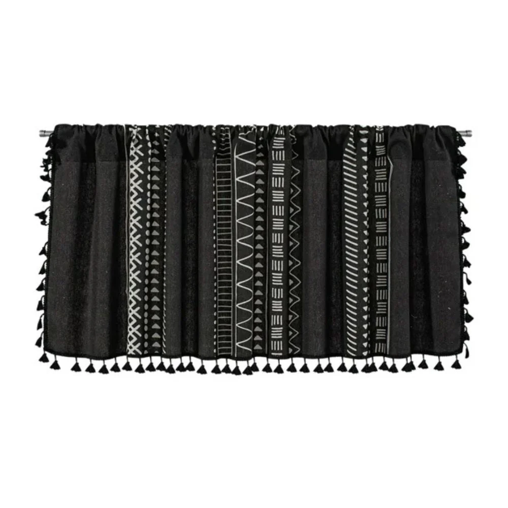 Black Geometric Tribal Tassel Cabinet Curtain - Image 8