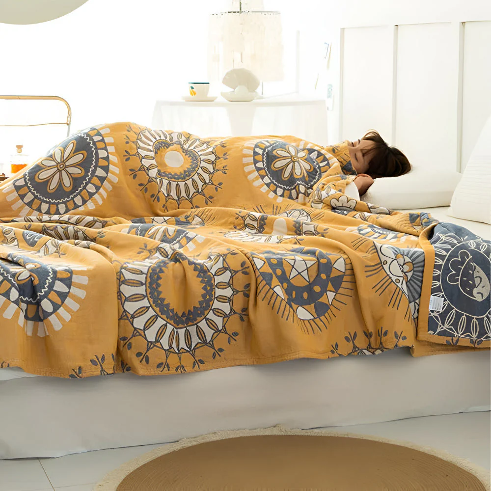 Blossom Radiance Circle Cotton Blanket - Image 3