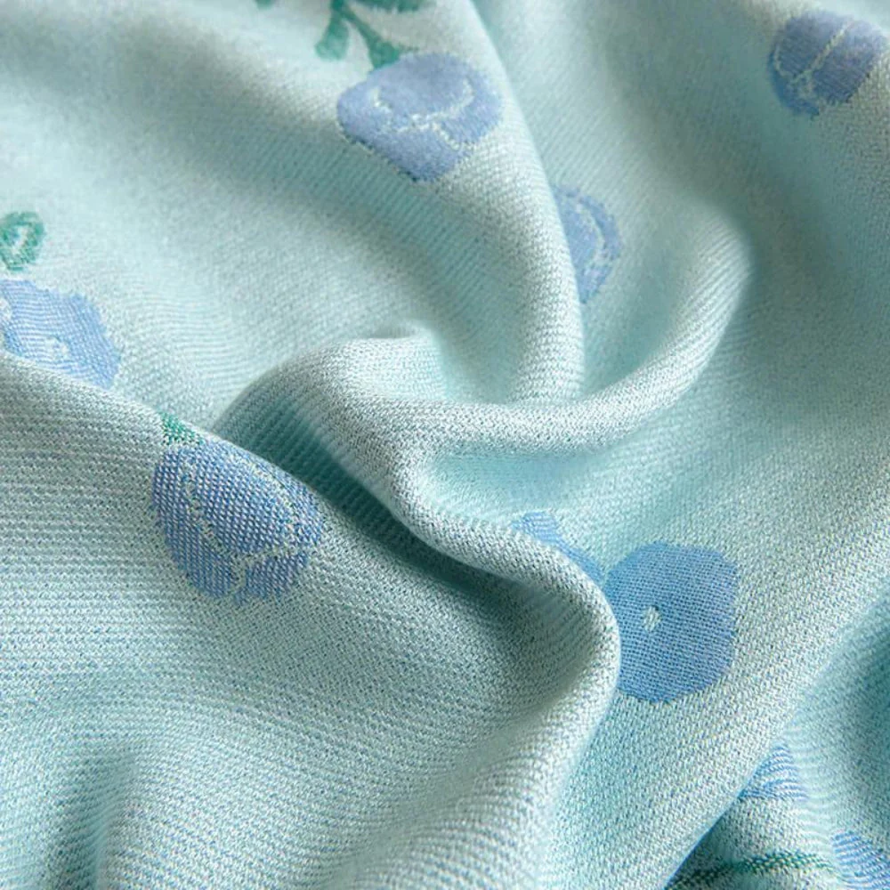 Blue Floral Bamboo Fiber Cooling Blanket - Image 6