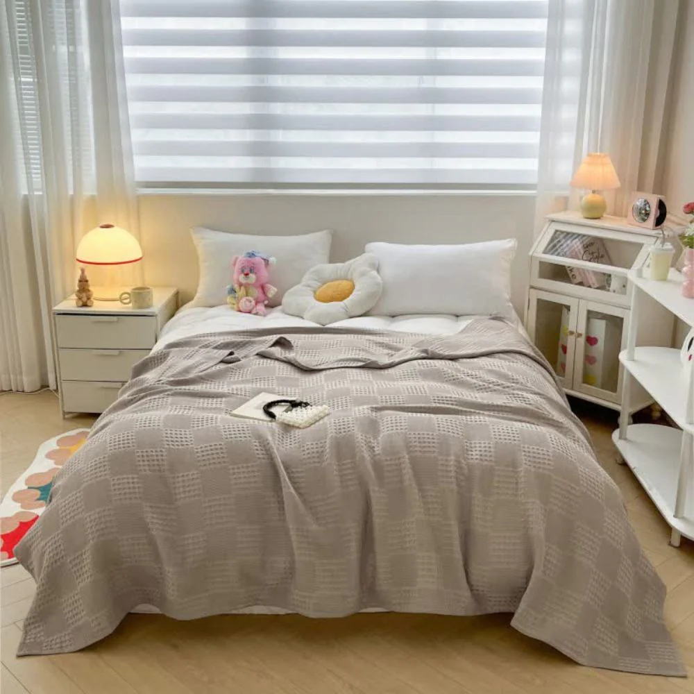 Blush Waffle Checkered Blanket - Image 11