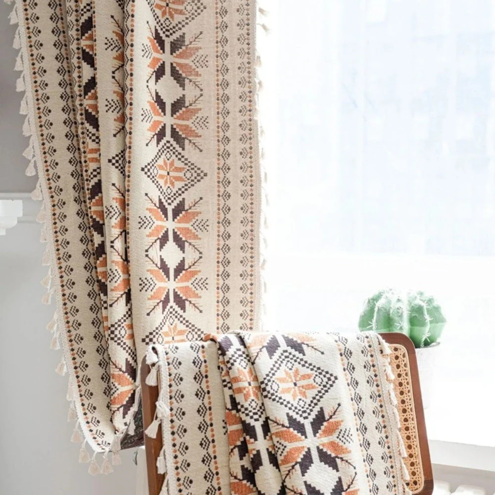 Bohemian Geometric Semi-Blackout Curtain - Image 4