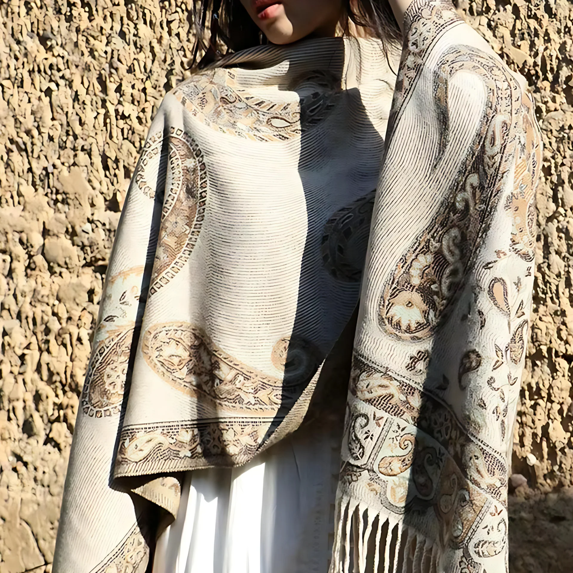 Bohemian Paisley Tassel Winter Shawl Wrap - Image 7
