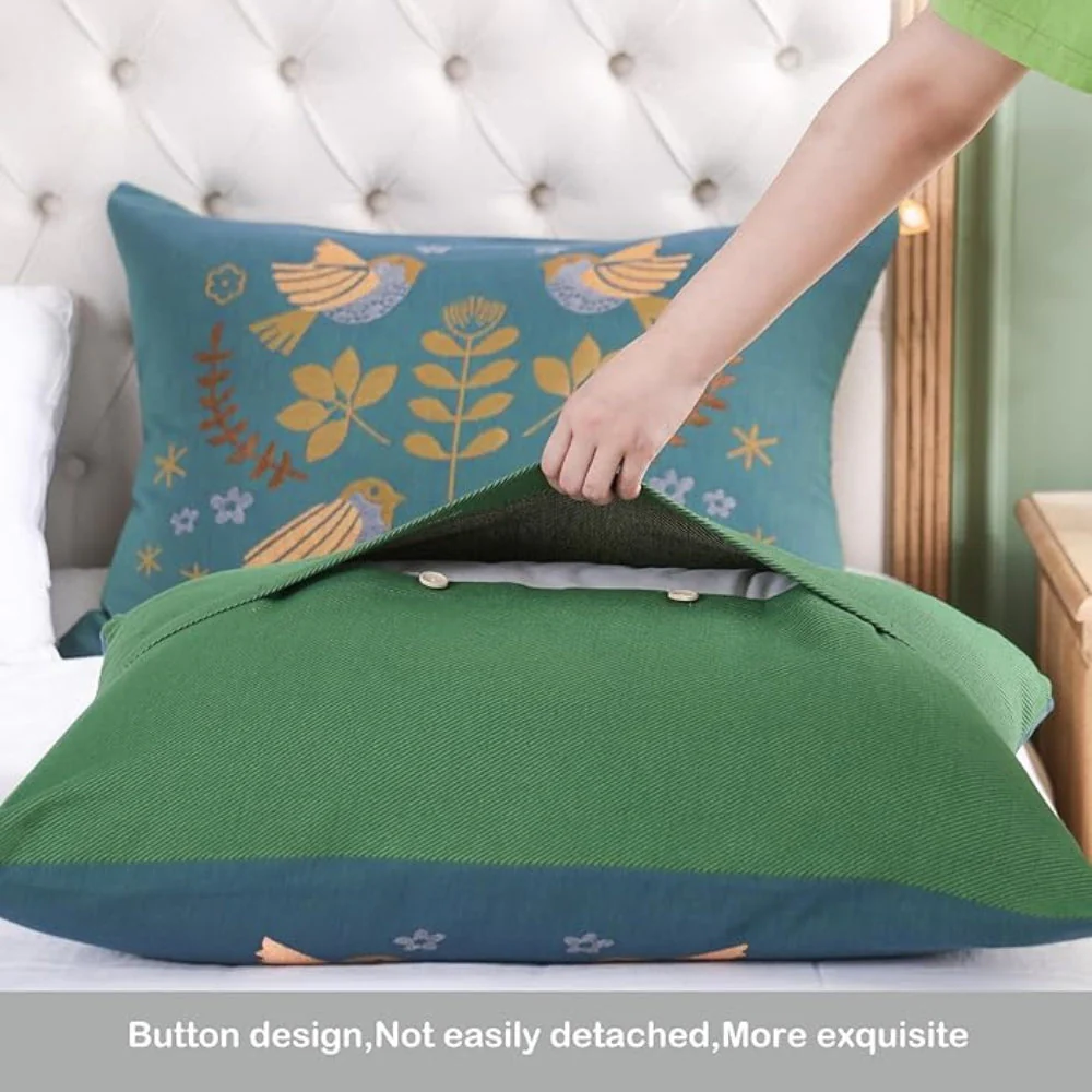 Scandinavian Bird Cotton Gauze Pillowcases (2pcs) - Image 3