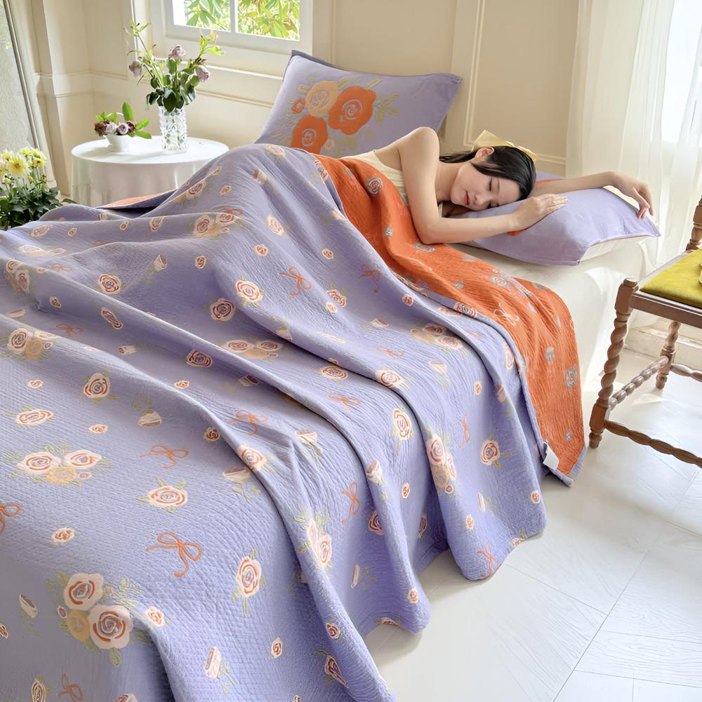 Bow-Knot and Rose Cotton Gauze Blanket - Image 2