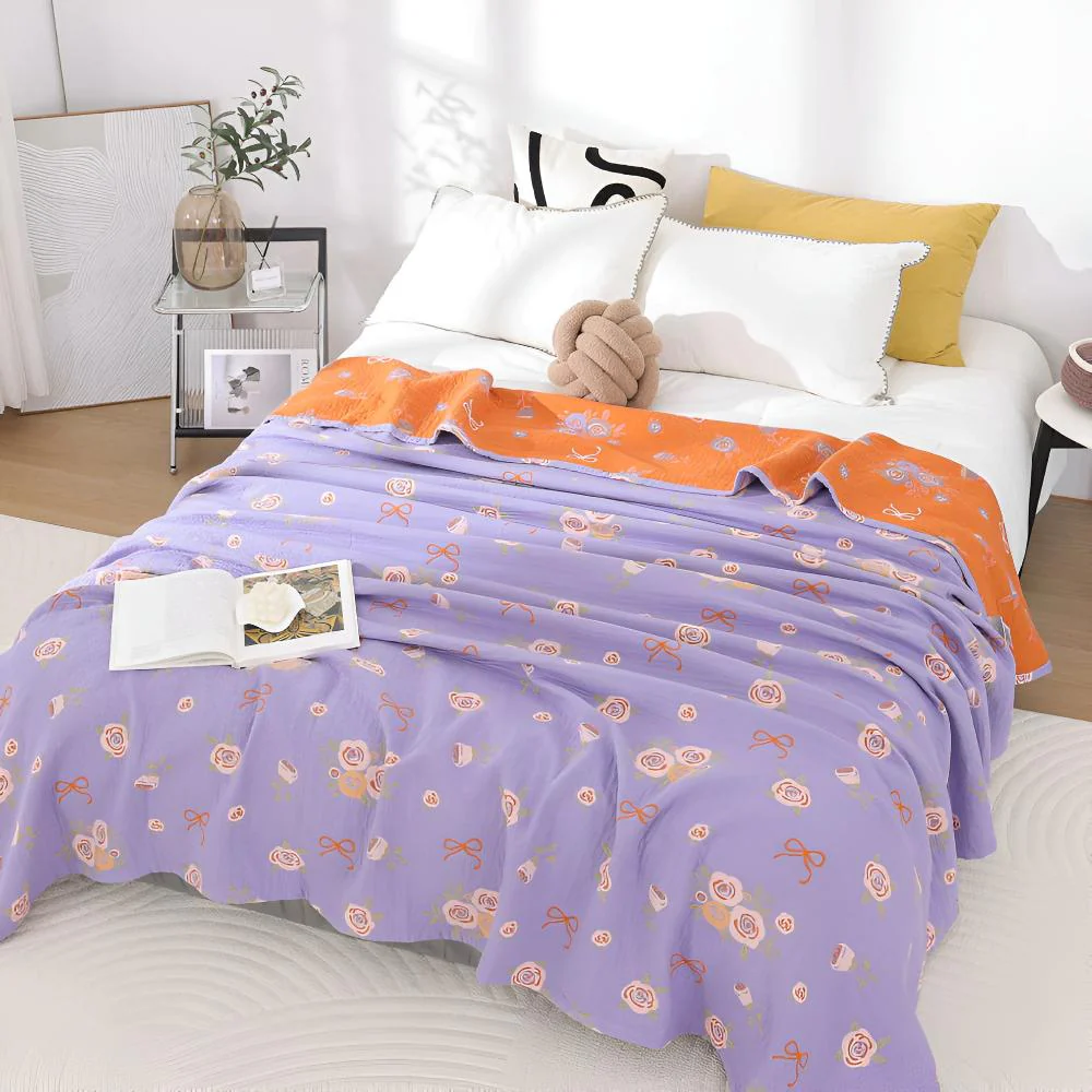 Bow-Knot and Rose Cotton Gauze Blanket - Image 5