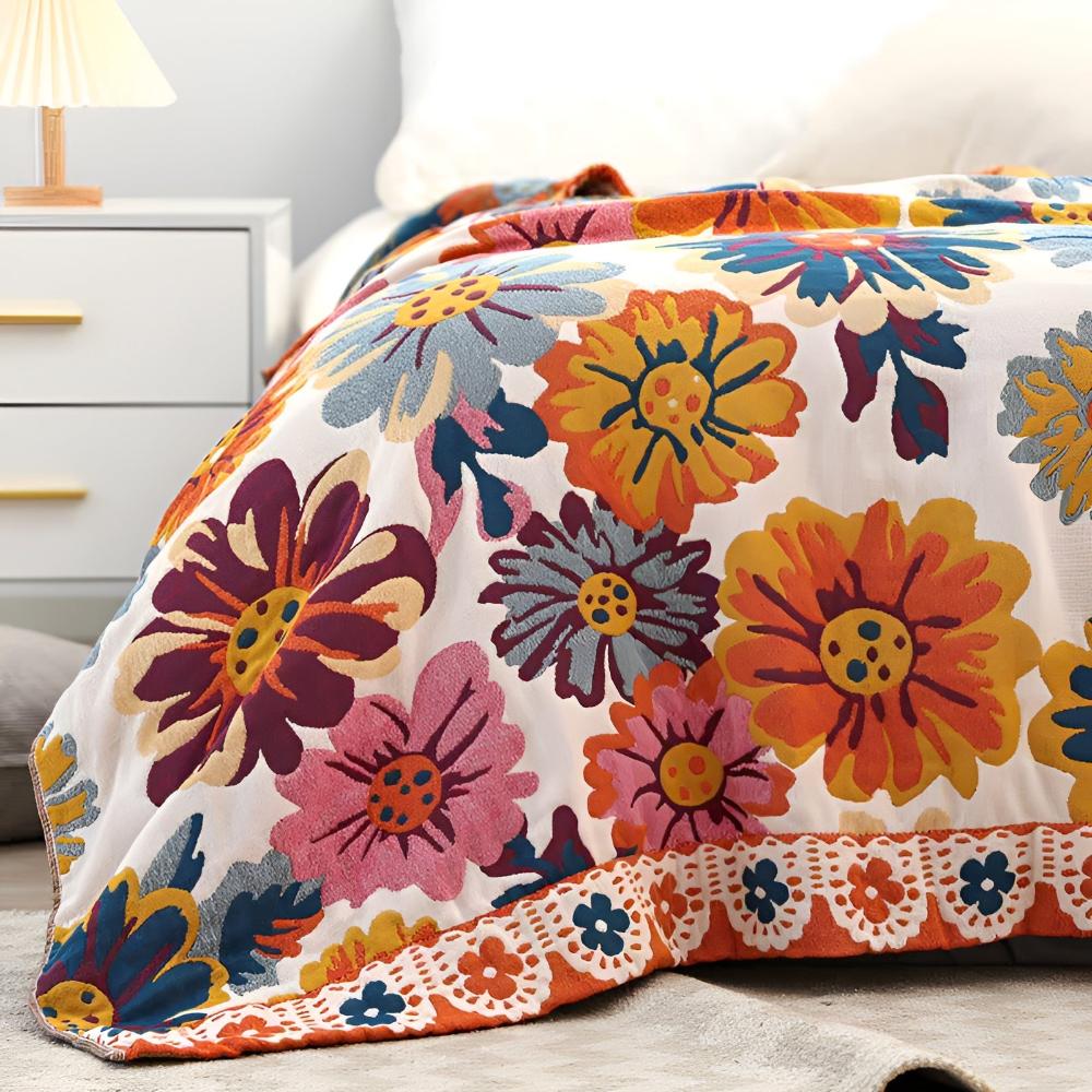 Bright Flower Cotton Blanket - Image 2