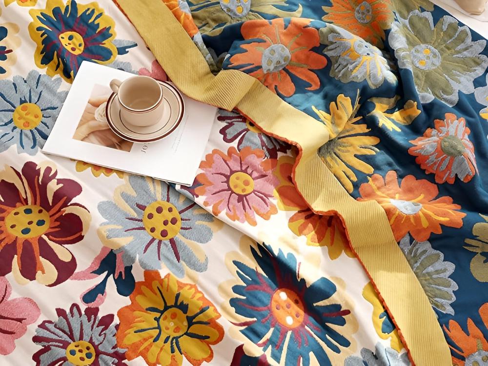 Bright Flower Cotton Blanket - Image 3