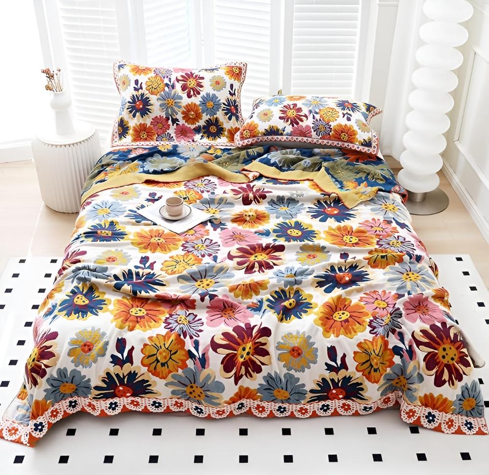 Bright Flower Cotton Blanket - Image 7