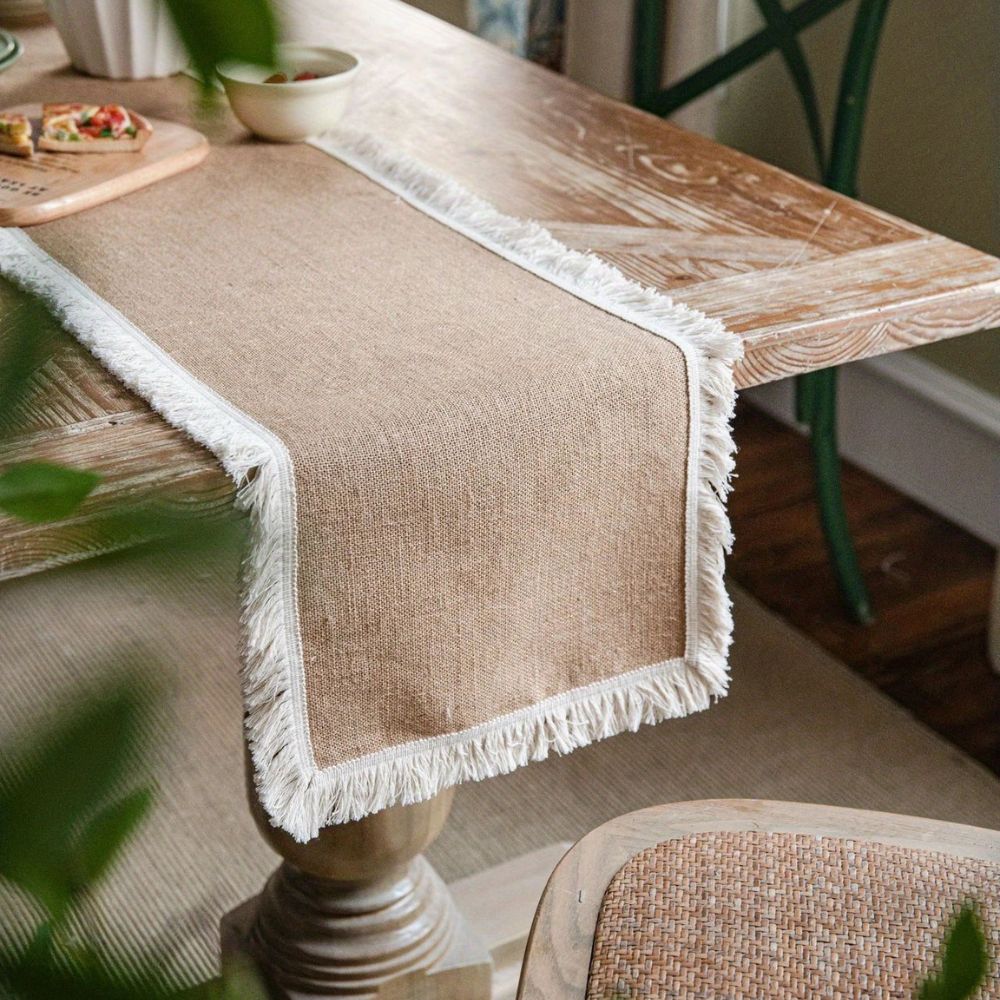 Burlap Charm Boho Table Runner - Image 13