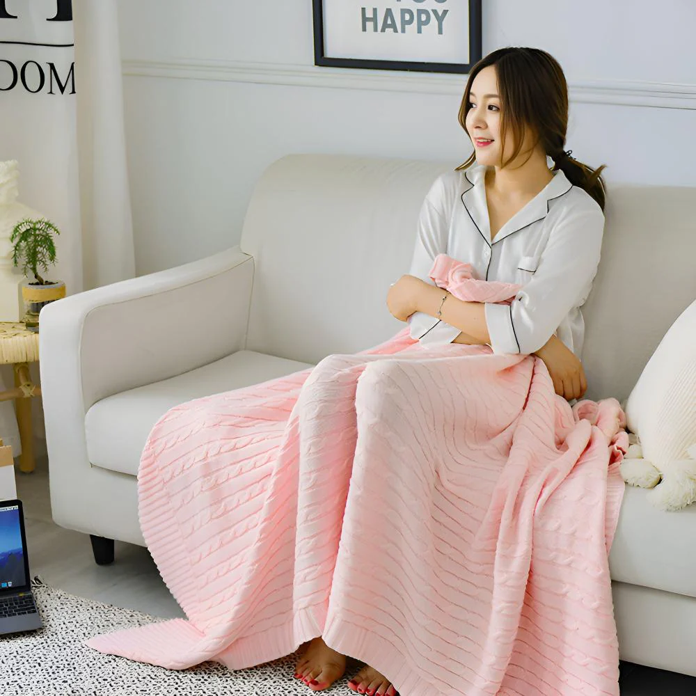 Braid Knitted Cotton Throw - Image 6