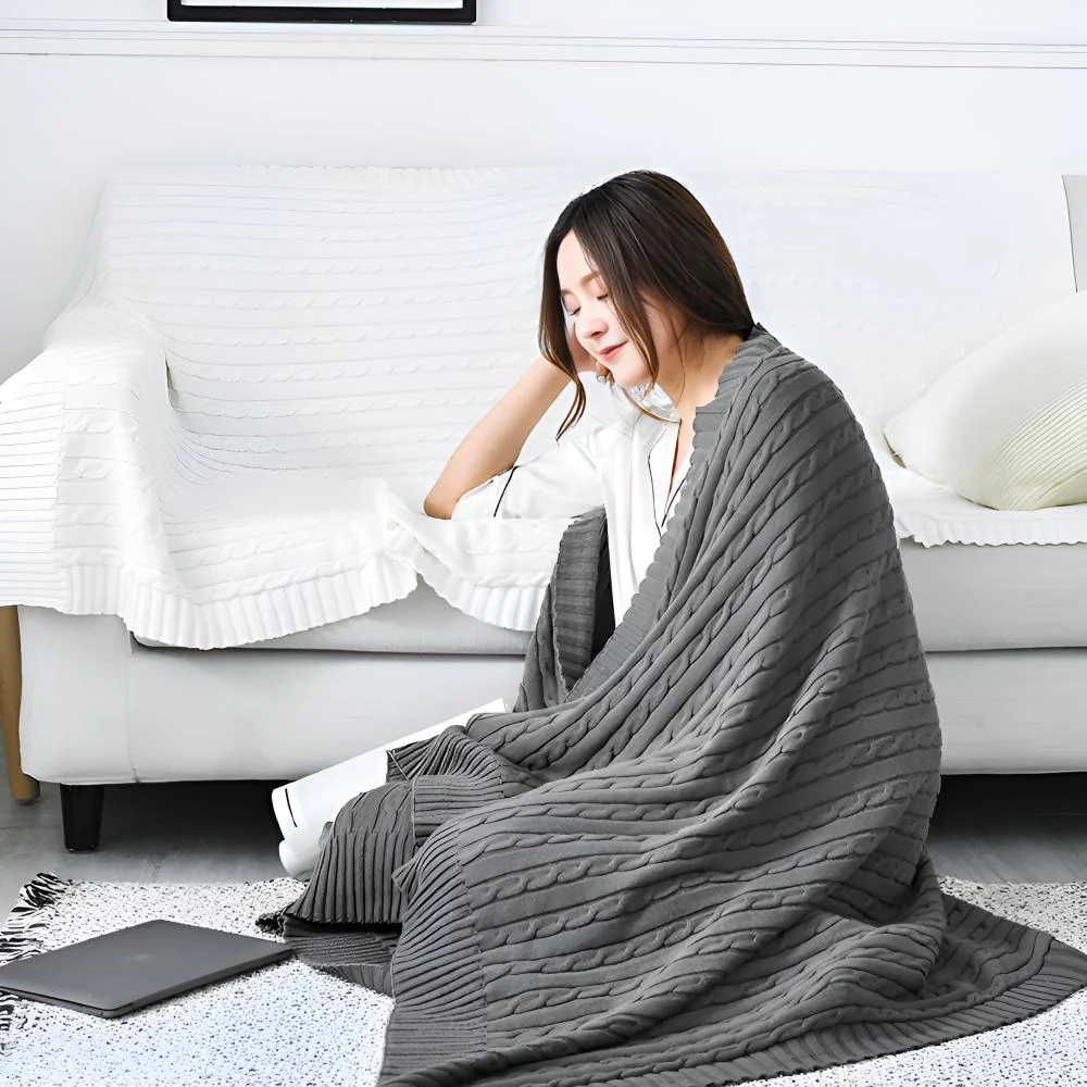 Braid Knitted Cotton Throw - Image 8
