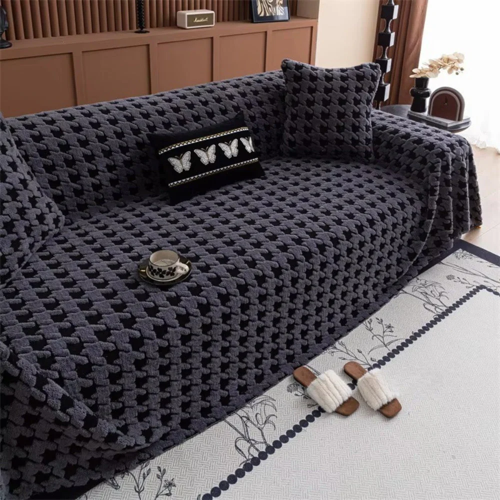Cavalli Houndstooth Plush Sofa Cover - Image 13