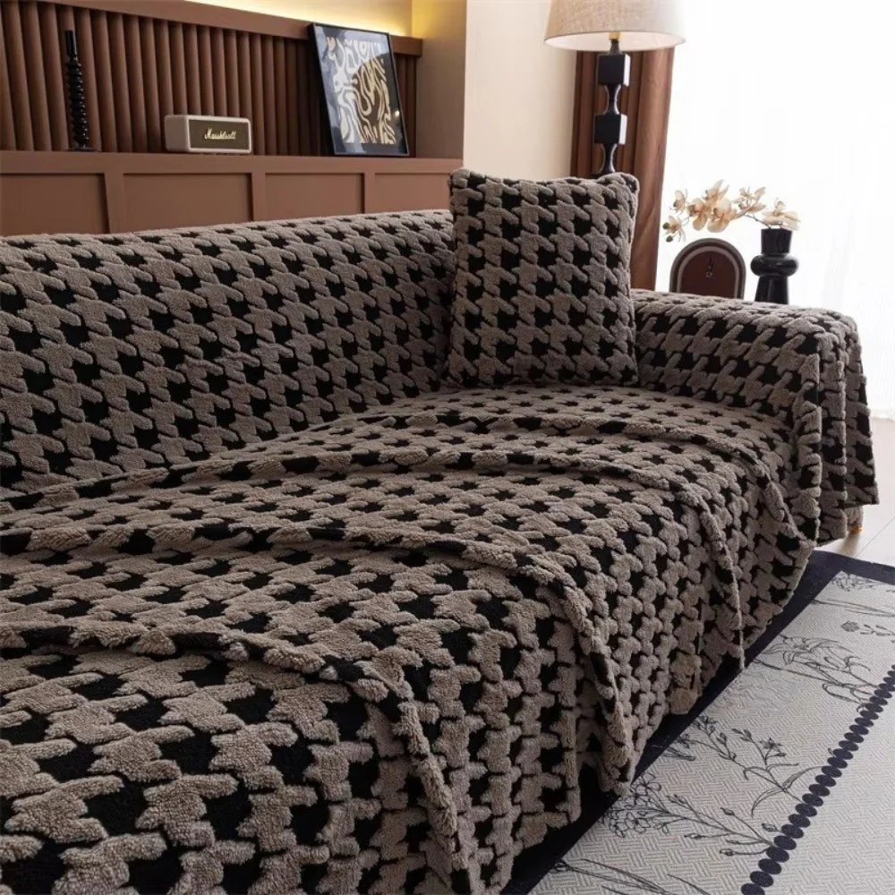 Cavalli Houndstooth Plush Sofa Cover - Image 5