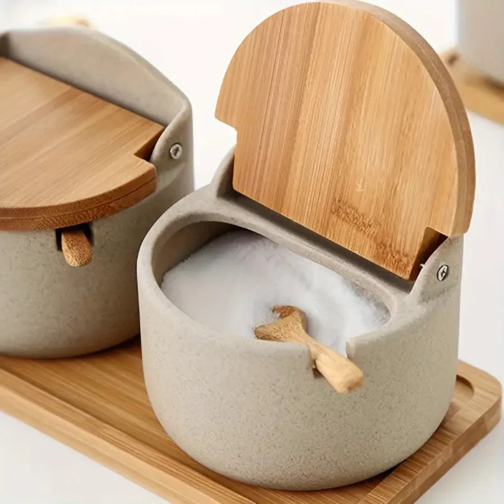 Ceramic Bamboo Spice Jar Set - Image 6