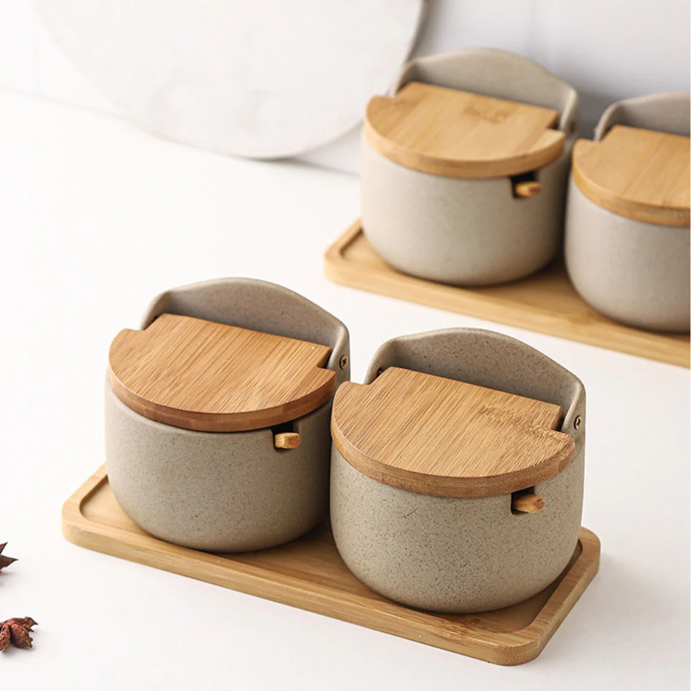 Ceramic Bamboo Spice Jar Set - Image 7