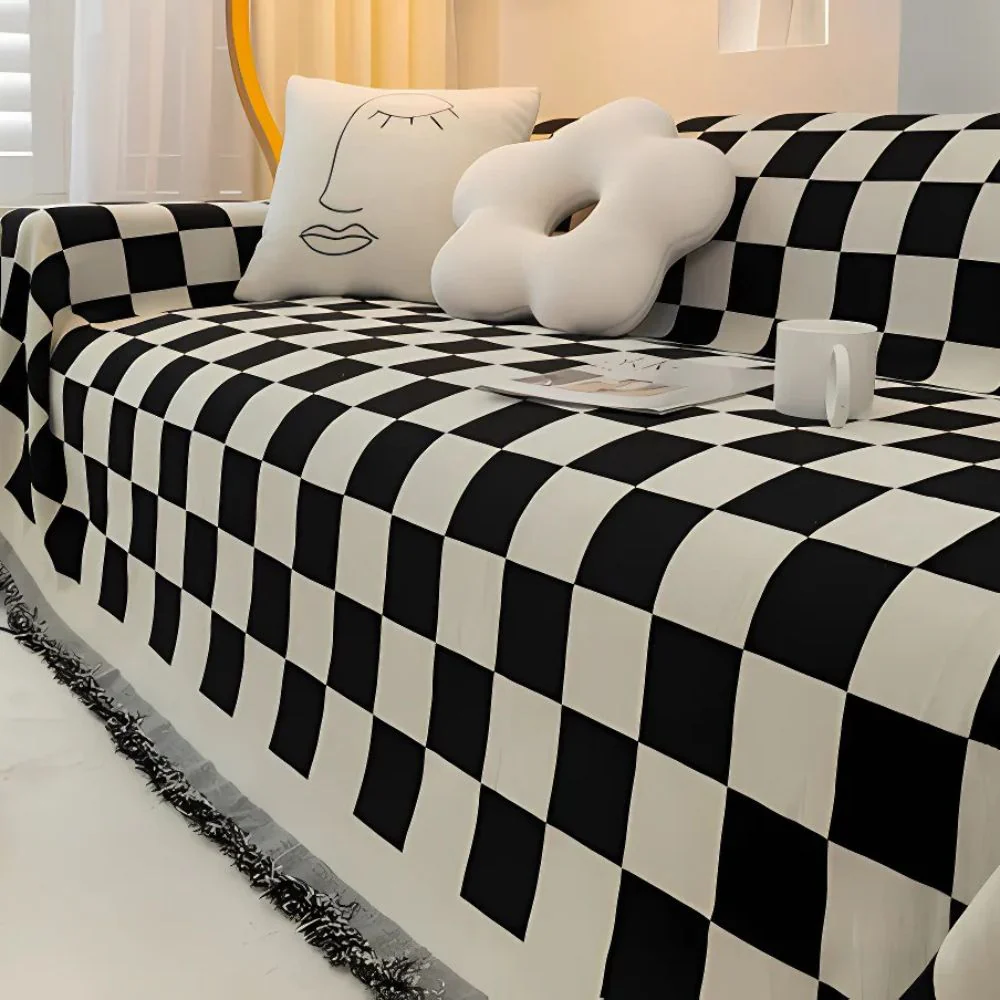 Checkerboard Anti-Scratch Sofa Cover - Image 2