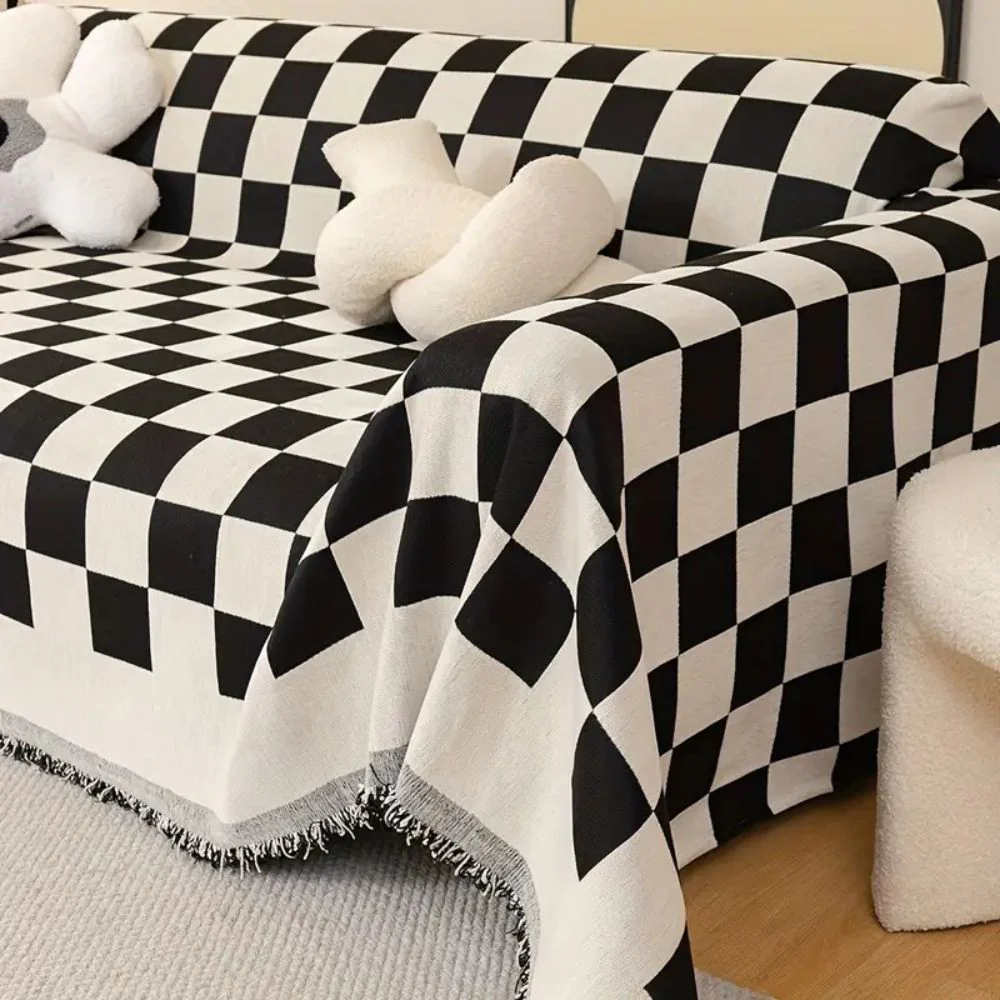 Checkerboard Anti-Scratch Sofa Cover - Image 3